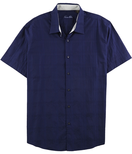 Tasso Elba Mens Textured Button Up Shirt nvycombo S