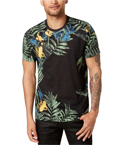 American Rag Mens Placed Floral Basic T-Shirt deepblack M
