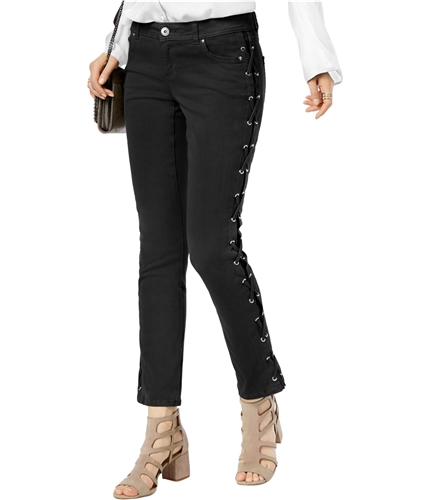 I-N-C Womens Lace-Up Straight Leg Jeans deepblack 6x27