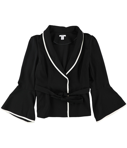 bar III Womens Kimono Wrap Front Jacket black XL