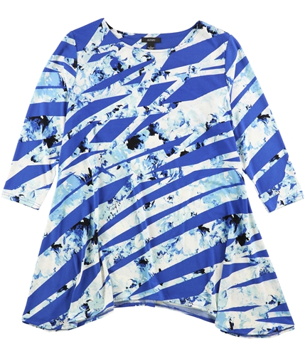 Alfani Womens Printed Swing Pullover Blouse navy XS