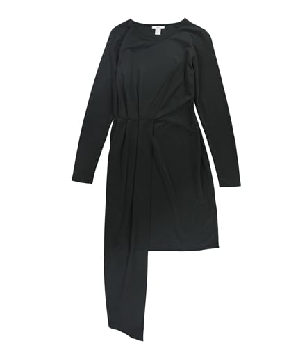 bar III Womens Solid Asymmetrical Dress black XXS
