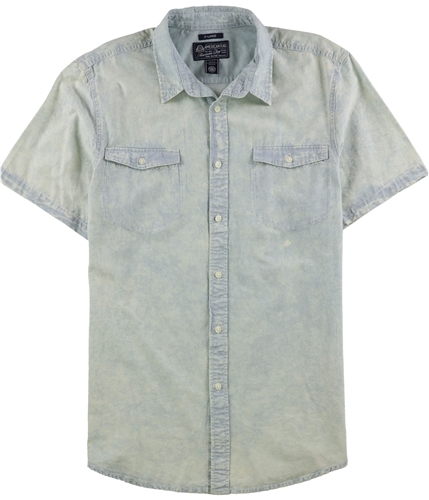 American Rag Mens Washed Button Up Shirt pasblue S