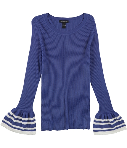 I-N-C Womens Striped Bell Sleeves Pullover Sweater blue XL