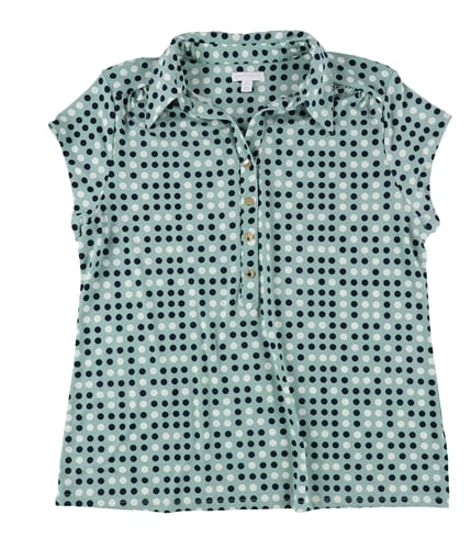 Charter Club Womens Polka Dot Polo Shirt blue 2XL