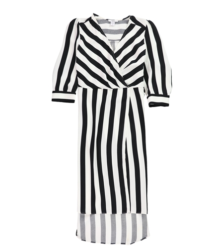 bar III Womens Striped Wrap Dress blackwhite 6