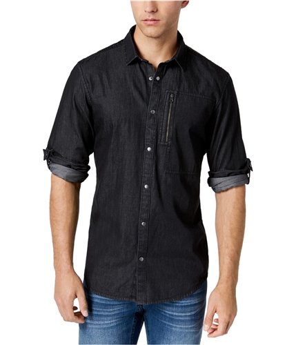 I-N-C Mens Today Button Up Shirt blackwash XL