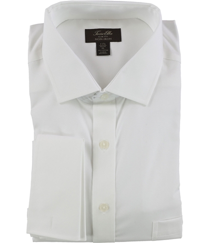 Tasso Elba Mens Solid Button Up Dress Shirt white 17.5