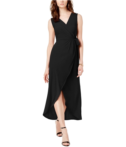 I-N-C Womens Faux Wrap A-line High-Low Dress deepblack M