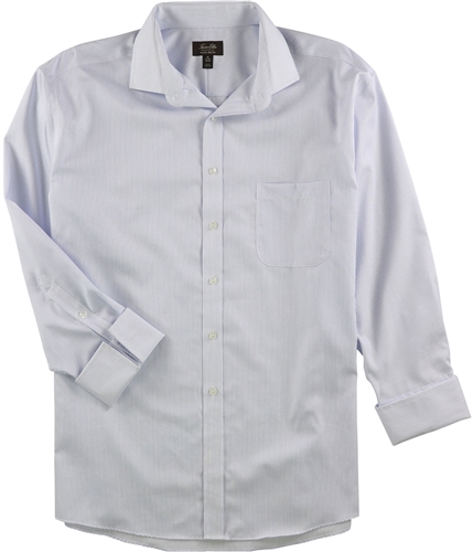 Tasso Elba Mens Pin Stripe Button Up Dress Shirt whiteblue 16.5