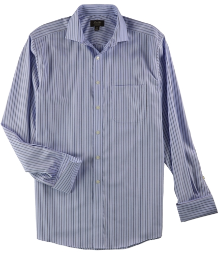 Tasso Elba Mens Stripe Button Up Dress Shirt navy 16.5