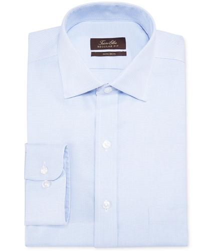 Tasso Elba Mens Houndstooth Button Up Dress Shirt blue 18