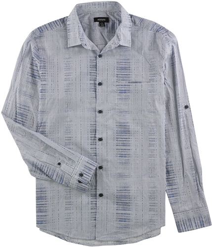 Alfani Mens Abstract Button Up Shirt authenticnavy M