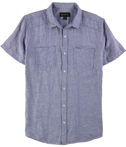 I-N-C Mens Pocket Button Up Shirt hydrangeablue S