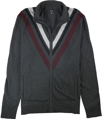Alfani Mens Zip-Front Striped Cardigan Sweater deepblack M