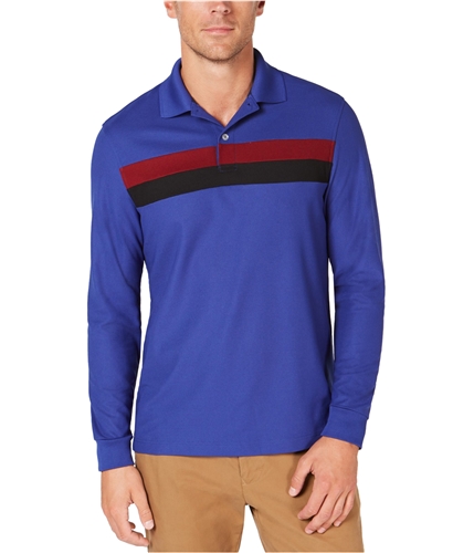 Club Room Mens Striped Rugby Polo Shirt newcerulean S