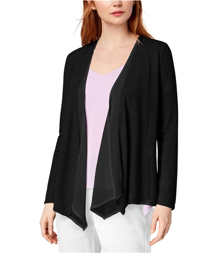 bar III Womens Contrast Cardigan Sweater deepblack XS