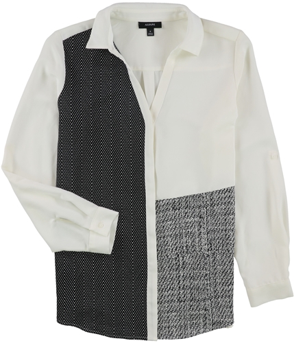 Alfani Womens Split-Neck Button Down Blouse ltbeige S