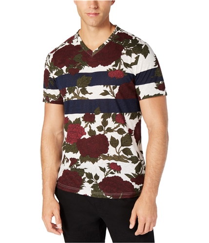 American Rag Mens Striped Floral Basic T-Shirt vintagewhite M
