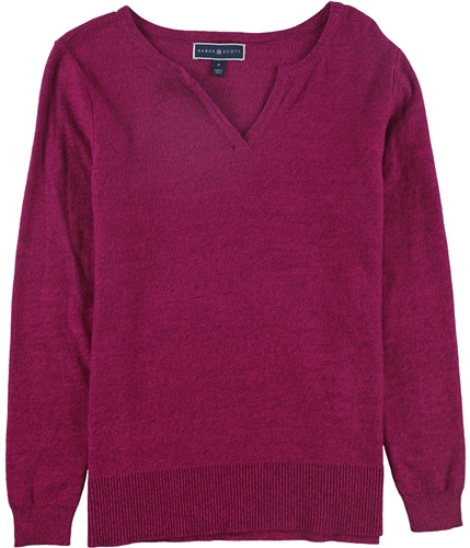 Karen Scott Womens Split Neck Pullover Sweater pink S