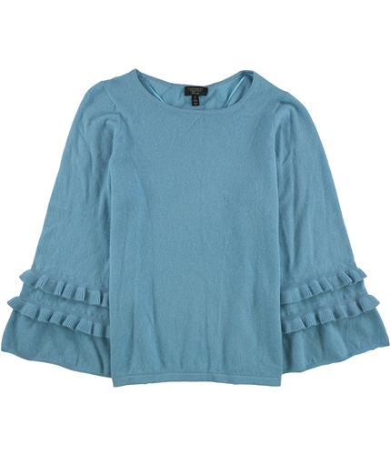 Charter Club Womens Ruffle Sleeve Pullover Sweater aqua 1X