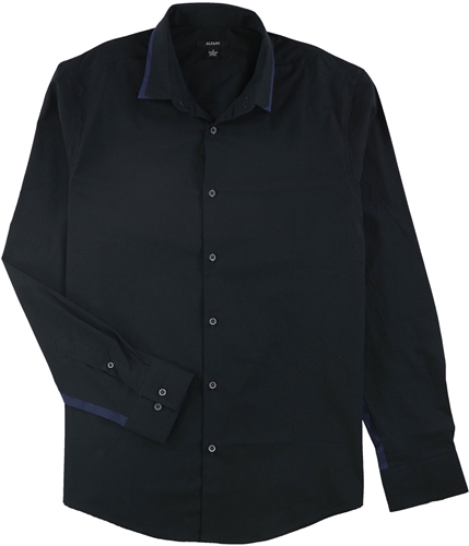 Alfani Mens Contrast Button Up Shirt darkblue S