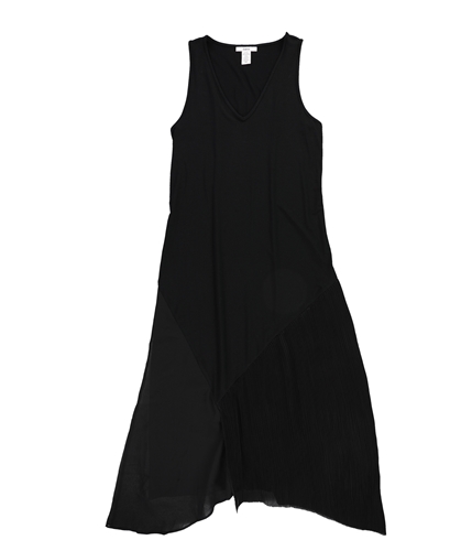 bar III Womens Pleated Contrast Midi Dress black XS