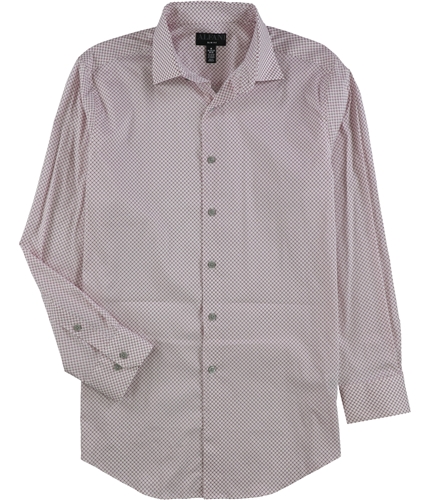 Alfani Mens Puzzle Print Button Up Dress Shirt magentawhite 14-14.5