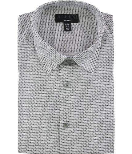 Alfani Mens Dot Seven Button Up Dress Shirt white 15-15.5