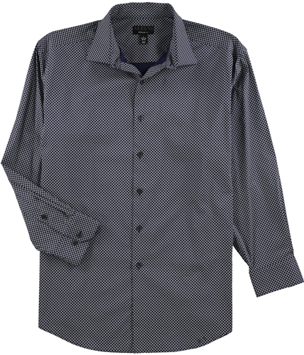 Alfani Mens Geometric Button Up Dress Shirt navy 16-16.5