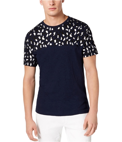 I-N-C Mens Foil Leopard Basic T-Shirt basicnavy M