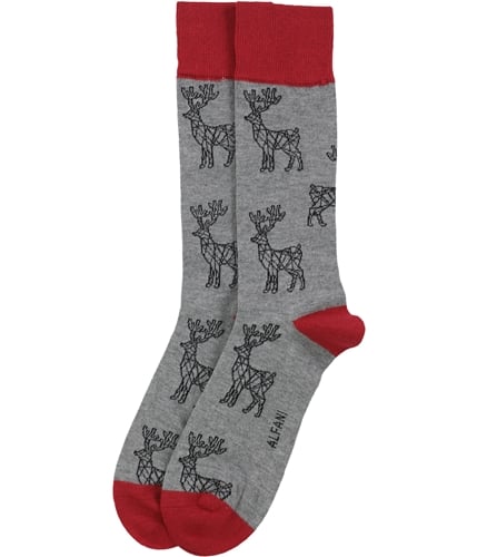 Alfani Mens Reindeer Dress Socks grayred 10-13