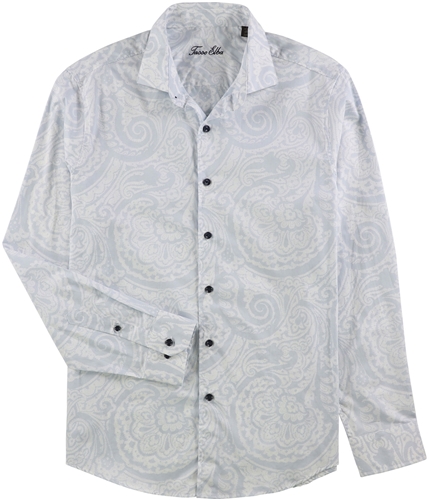 Tasso Elba Mens Printed Button Up Shirt bluecombo M