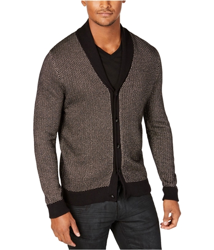 I-N-C Mens Metallic Cardigan Sweater deepblack S