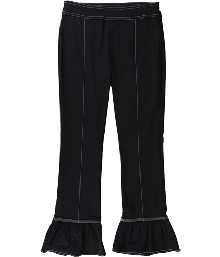 I-N-C Womens Contrast Stitch Ruffle Casual Trouser Pants black 23x27