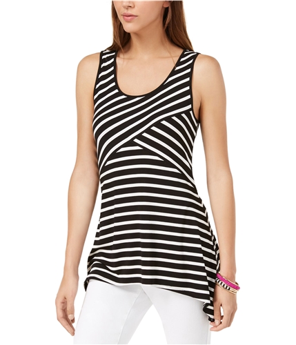 I-N-C Womens Striped Tank Top black L