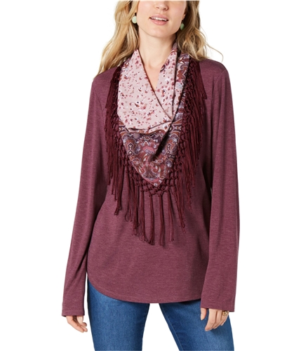 Style & Co. Womens Scarf Pullover Blouse berryjamhthr S