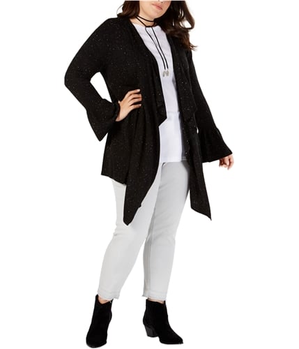 Style & Co. Womens Asymmetric Cardigan Sweater black 1X