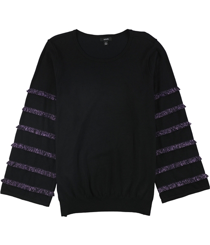 Alfani Womens Metallic Fringe Pullover Sweater black 1X
