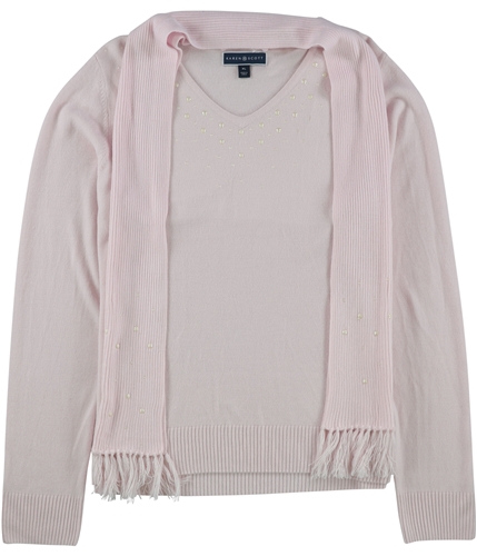 Karen Scott Womens Detachable Scarf Pullover Sweater pink XL