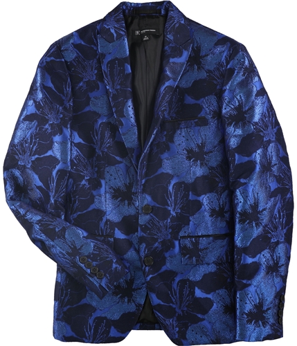 I-N-C Mens Floral Two Button Blazer Jacket blue XS