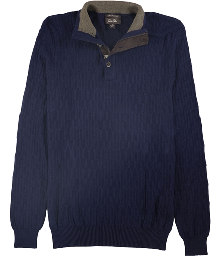 Tasso Elba Mens Mock Neck Textured Pullover Sweater navy S