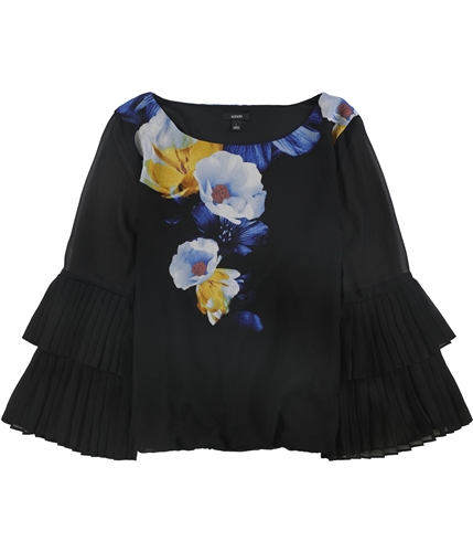 Alfani Womens Pleat Sleeve Pullover Blouse black XS