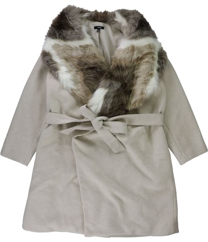 Alfani Womens Faux Fur Collar Pea Coat ltbeige 2X/3X