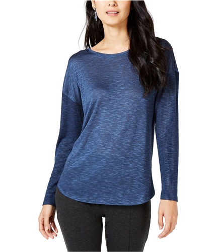 I-N-C Womens Heathered Pullover Blouse navy S