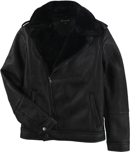 I-N-C Mens Cooper Faux Leather Biker Jacket black S