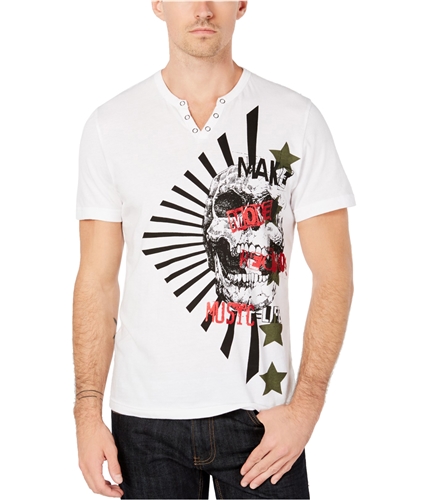 I-N-C Mens Skull Graphic T-Shirt whitepure XS