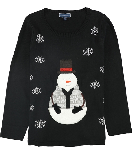 Karen Scott Womens Festive Snowman Knit Sweater black 3X