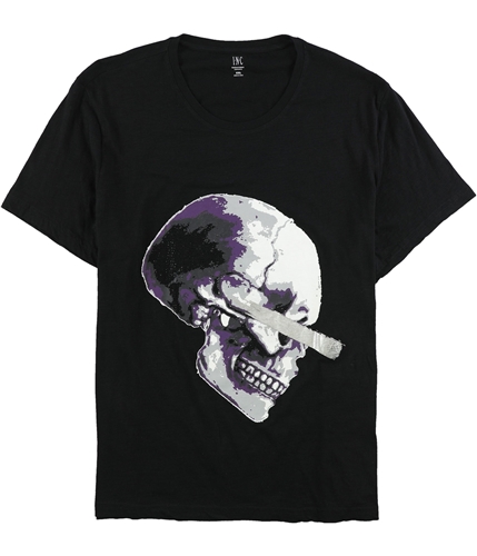 I-N-C Mens Purple & White Skull Graphic T-Shirt deepblack XS