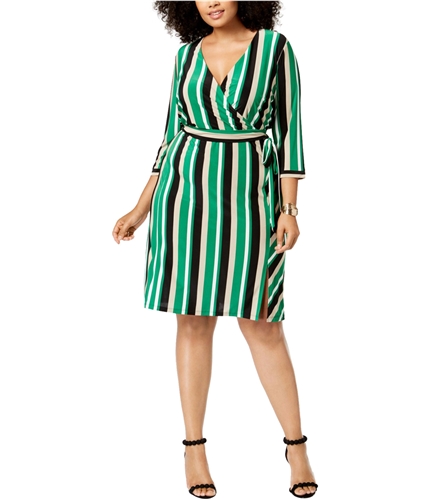 I-N-C Womens Faux Wrap Cocktail Dress medgreen 2X